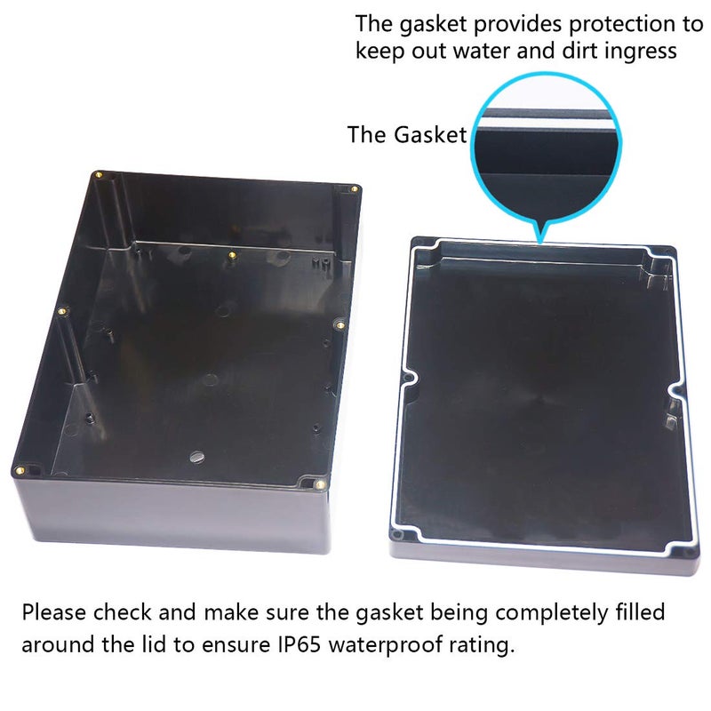Zulkit Junction Box, Zulkit Project Box IP65 Waterproof Outdoor Box ABS Plastic Electrical Boxes Electronic Enclosure Black 11.42 x 8.27 x 3.94 inch (290 x 210 x 100 mm)(Pack of 1) - Image 4
